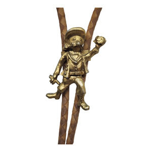 Vintage Gold Miner Prospector Bolo Tie Brown Braided Leather Brass Western
